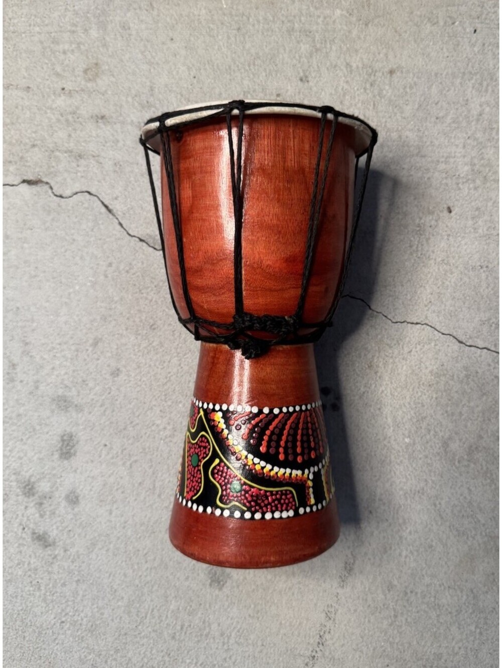 Handcrafted Wood Djembe Hand Drum, Painted "BELIZE" Design, Analog